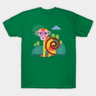 Monkey Flat Geometric Design T-Shirt